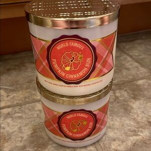 Bath & Body Works Pumpkin Cinnamon Bun 3-wick Candle Set
